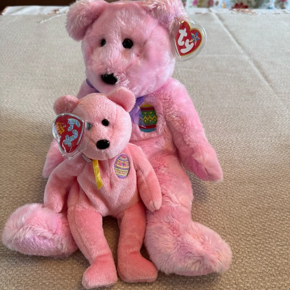 Ty Pink Easter Bear Plush Duo‎